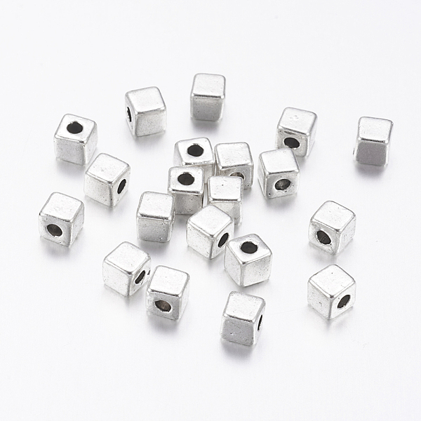 

PandaHall Tibetan Style Alloy Spacer Beads, Lead Free & Cadmium Free, Cube, Antique Silver, about 4mm long, 4mm wide, 4mm thick, hole: 2mm...