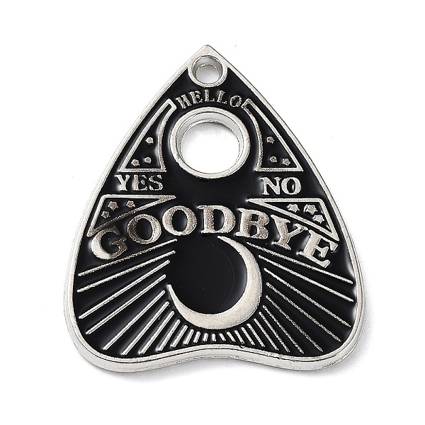 

PandaHall Alloy Enamel Pendants, Platinum, Black Talking Board Pattern Charm, Moon, 25.5x21x1.5mm, Hole: 1.6mm Alloy+Enamel Moon