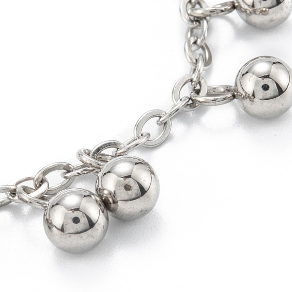 

PandaHall 304 Stainless Steel Charm Bracelets, Round, Stainless Steel Color, 7-1/8 inch(18cm) 304 Stainless Steel