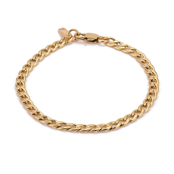 

PandaHall 304 Stainless Steel Curb Chains Bracelets, Couple Bracelets for Men, Golden, 9-1/8 inch(23cm) 304 Stainless Steel