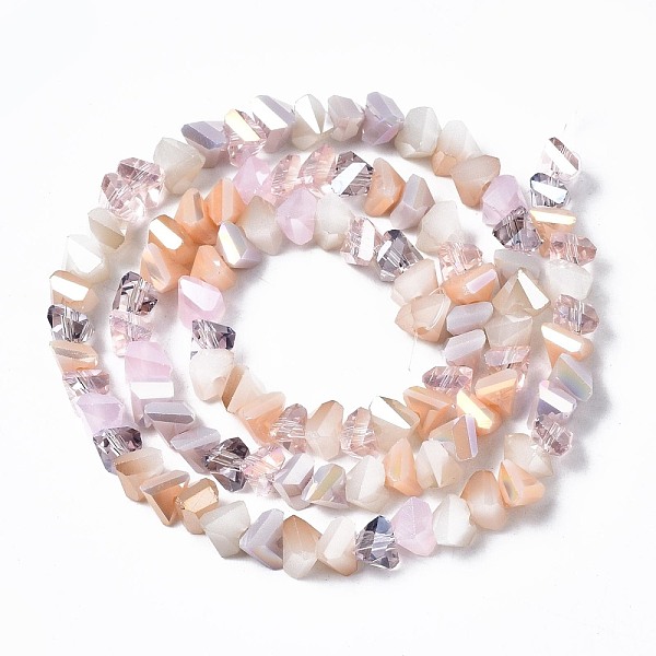 

PandaHall Electroplate Glass Beads Strands, Triangle, Pink, 3.5x6x4.5mm, Hole: 1mm, about 100pcs/strand, 13.39''(34cm) Glass Triangle Pink