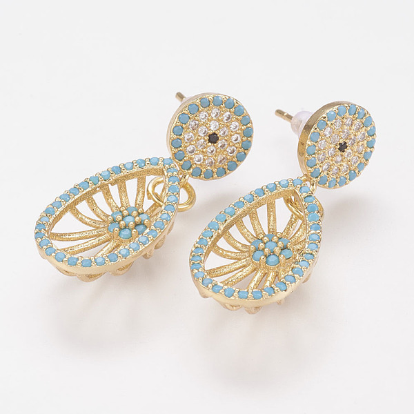 

PandaHall Brass Micro Pave Cubic Zirconia Dangle Ear Studs, Lead Free & Cadmium Free, teardrop, Golden, 30mm, Pin: 0.8mm Cubic Zirconia