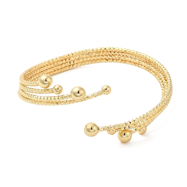 

PandaHall Rack Plating Brass Round Ball Cuff Bangle for Women, Cadmium Free & Lead Free, Real 18K Gold Plated, Inner Diameter: 2-1/4 inch...