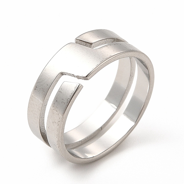 

PandaHall 304 Stainless Steel Cuff Ring for Women, Stainless Steel Color, US Size 6 1/4(16.7mm) 304 Stainless Steel