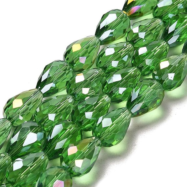 

PandaHall Electroplate Glass Beads Strands, AB Color Plated, Faceted Teardrop, Lime Green, 15x10mm, Hole: 1mm, 50pcs/strand, 27.1 inch Glass...