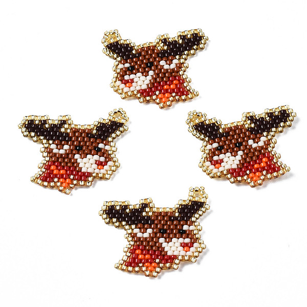 

PandaHall MIYUKI & TOHO Japanese Seed Beads, Handmade Pendants, Loom Pattern, Christmas Reindeer/Stag, Sienna, 22.5x27x2mm, Hole: 1.5mm..., Brown