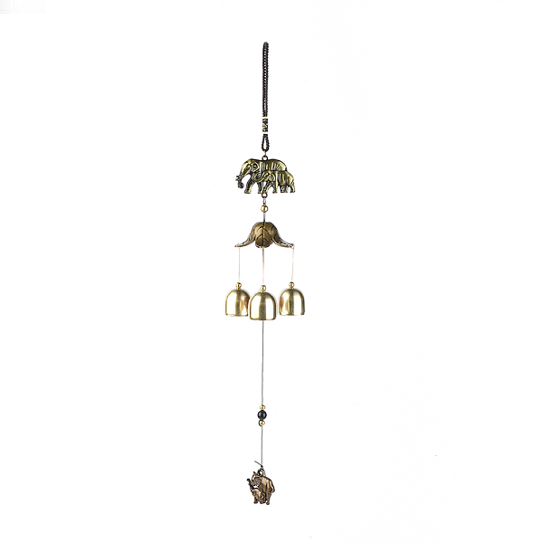 

PandaHall Iron Wind Chimes, with Polyester and Random Color Dyed Gemstone Beads, Hanging Ornaments, Elephant, Multi-color, 445mm Iron...