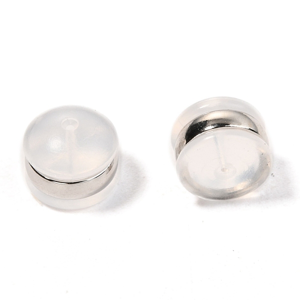 

PandaHall TPE Plastic Ear Nuts, with 316 Surgical Stainless Steel Findings, Earring Backs, Half Round/Dome, Stainless Steel Color, 4x5.5mm...