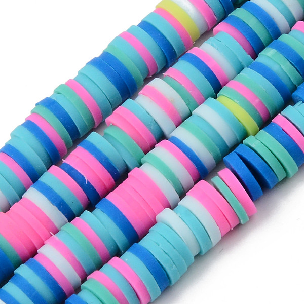 

PandaHall Handmade Polymer Clay Beads Strands, for DIY Jewelry Crafts Supplies, Heishi Beads, Disc/Flat Round, Turquoise, 6x0.5~1mm, Hole..., Green