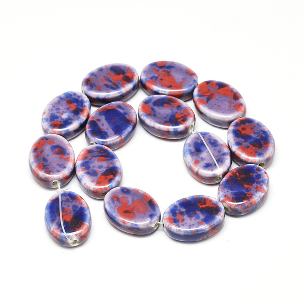 

PandaHall Handmade Porcelain Beads, Fancy Antique Glazed Porcelain, Oval, Mixed Color, 20~20.5x15~16x6~6.5mm, Hole: 1.5mm Porcelain Oval..., Multicolor