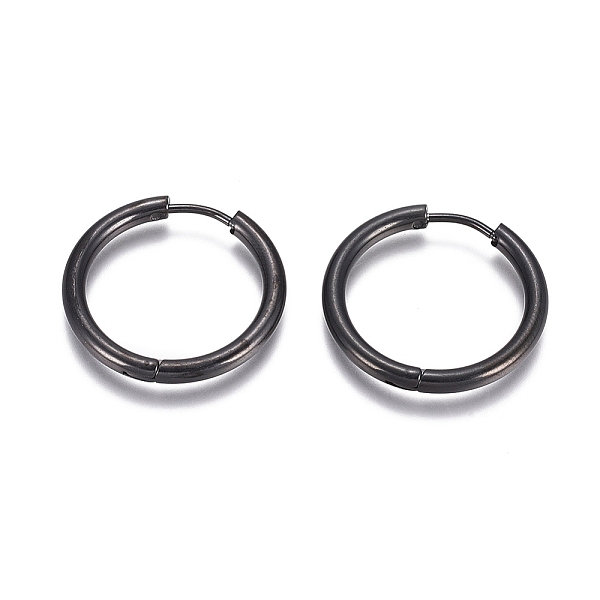 

PandaHall 304 Stainless Steel Huggie Hoop Earrings, with 316 Surgical Stainless Steel Pin, Ring, Electrophoresis Black, 23x2.5mm, 10 Gauge...