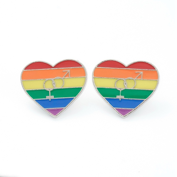 

PandaHall Alloy Pride Enamel Brooches, Enamel Pin, with Butterfly Clutches, Rainbow Heart with Male & Female Symbol, Platinum, Colorful...