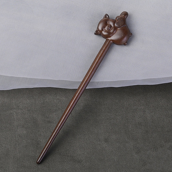 

PandaHall Wooden Hair Sticks, Vintage Decorative Hair Accessories, Pig, 180mm Wood Pig