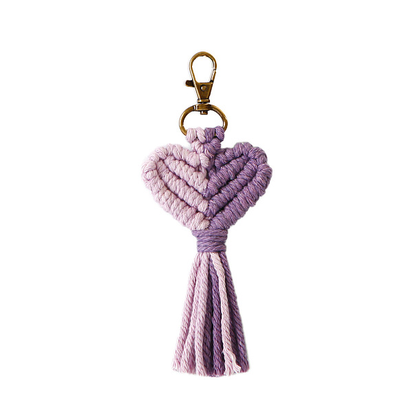 

PandaHall Valentine's Day Tassel Keychain, Knitting Bag Pendant Heart Keychain, with Zinc Alloy Findings, Medium Purple, 160~180x60~65mm...