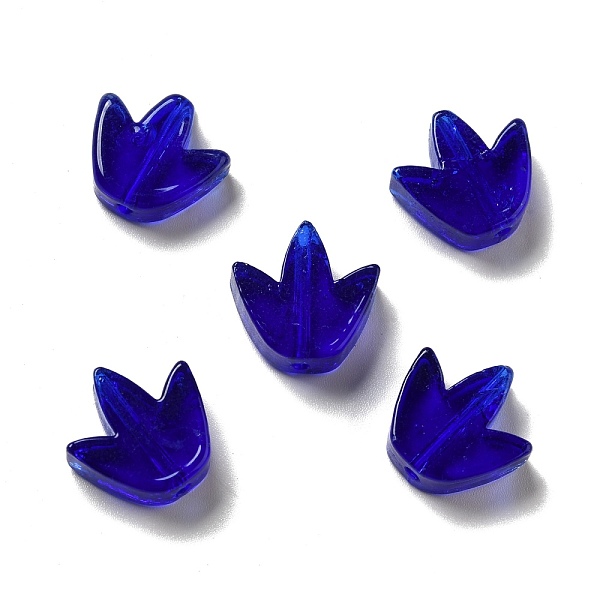 

PandaHall Glass Beads, Tulip Flower, Medium Blue, 16x16x5.5~6mm, Hole: 2mm Glass Flower