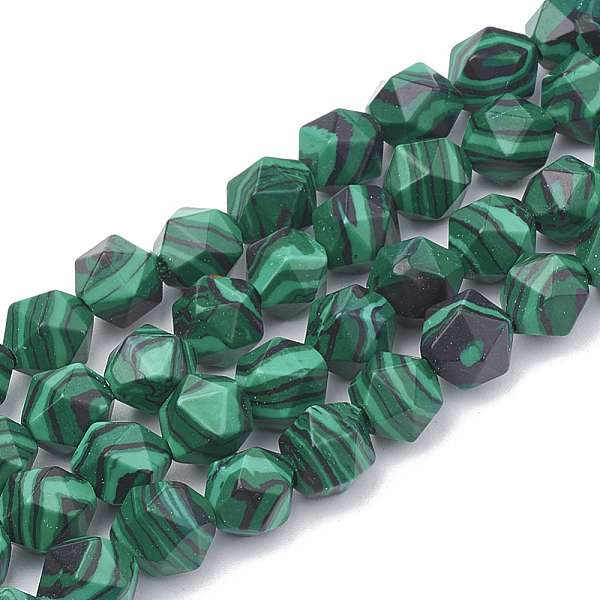 

PandaHall Synthetic Malachite Beads Strands, Star Cut Round Beads, Faceted, 12x11~12mm, Hole: 1.2mm, about 30~32pcs/strand, 14.2~14.6 inch...