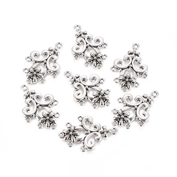

PandaHall Alloy Chandelier Components, Lead Free and Cadmium Free, Flower, Antique Silver Color, about 35mm long, 24mm wide, 2mm thick, hole...