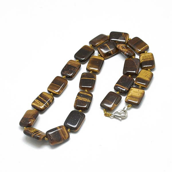 

PandaHall Natural Tiger Eye Beaded Necklaces, with Alloy Lobster Clasps, Rectangle, 18.1 inch~18.5 inch(46~47cm), Rectangle: 18~18.5x13mm...