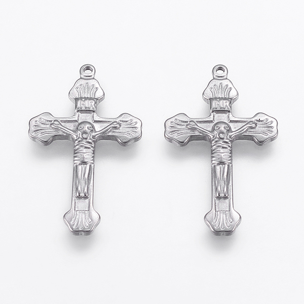 

PandaHall 304 Stainless Steel Pendants, Crucifix Cross for Easter, Stainless Steel Color, 30x17.5x2.5mm, Hole: 1mm 304 Stainless Steel Cross