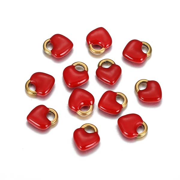 

PandaHall Ion Plating(IP) 304 Stainless Steel Charms, Enamelled Sequins, Heart Lock, Golden, Red, 11x9.5x3.5mm, Hole: 2.5x4mm Stainless...