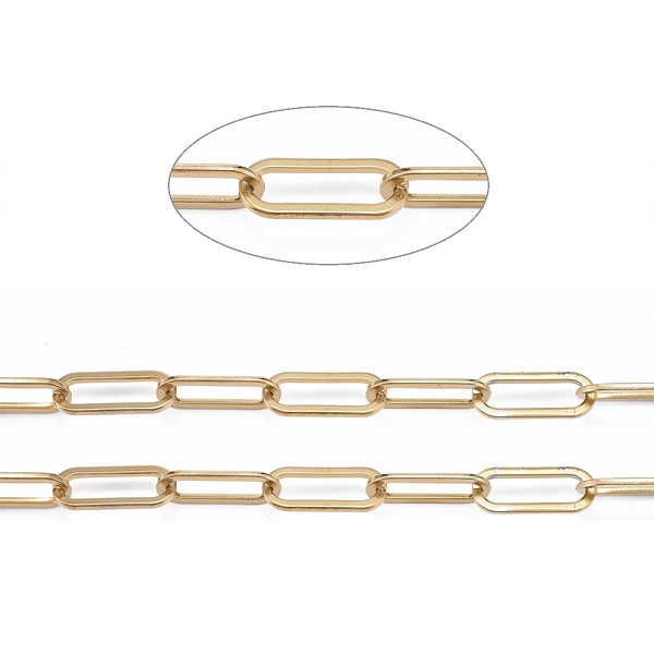 

PandaHall 3.28 Feet 304 Stainless Steel Paperclip Chains, Drawn Elongated Cable Chains, Unwelded, Golden, 16x6.5x1mm 304 Stainless Steel