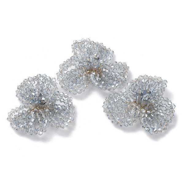 

PandaHall Glass Beaded Cabochons, Cluster Beads, with Golden Plated Brass Perforated Disc Settings, Flower, Light Steel Blue, 14x40x34mm...