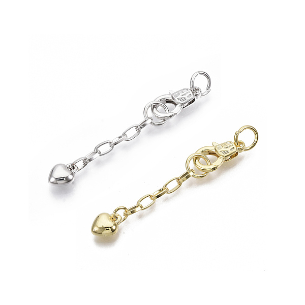 

PandaHall Brass Chain Extender, with Brass Lobster Claw Clasps, Heart, Mixed Color, 64mm, Clasp: 17x10x4mm, Extend Chain: 38mm, Jump Ring...