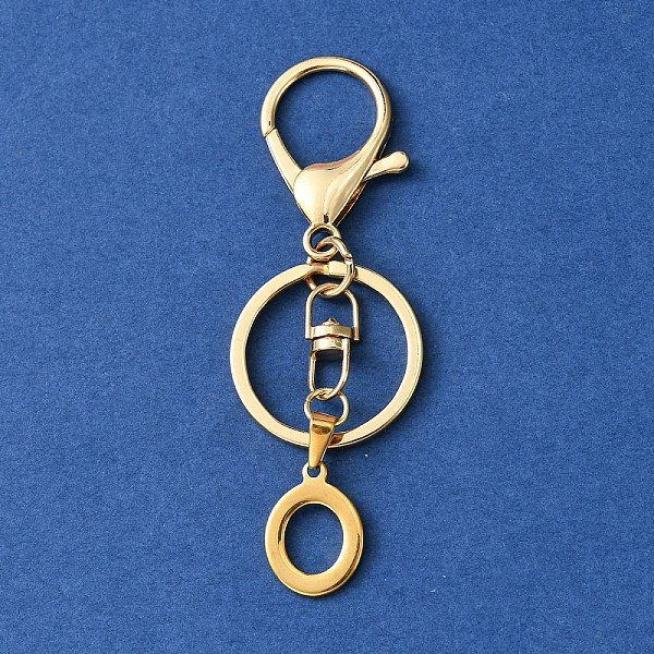 

PandaHall 304 Stainless Steel Initial Letter Charm Keychains, with Alloy Clasp, Golden, Letter O, 8.5cm Stainless Steel Letter O