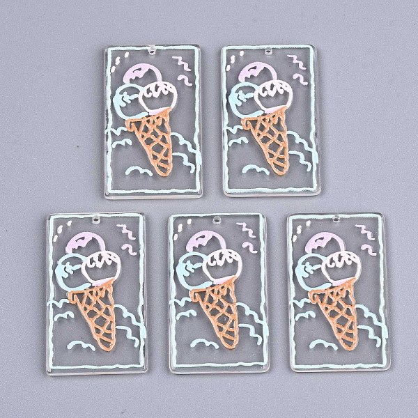 

PandaHall Transparent Acrylic Pendants, 3D Printed, Rectangle with Ice Cream Pattern, Colorful, 41x24x2.5mm, Hole: 1.5mm Acrylic Rectangle