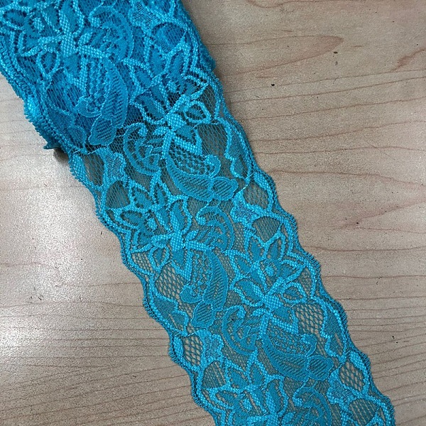 

PandaHall Elastic Lace Trim, Lace Ribbon For Sewing Decoration, Dodger Blue, 80mm Polyester Blue