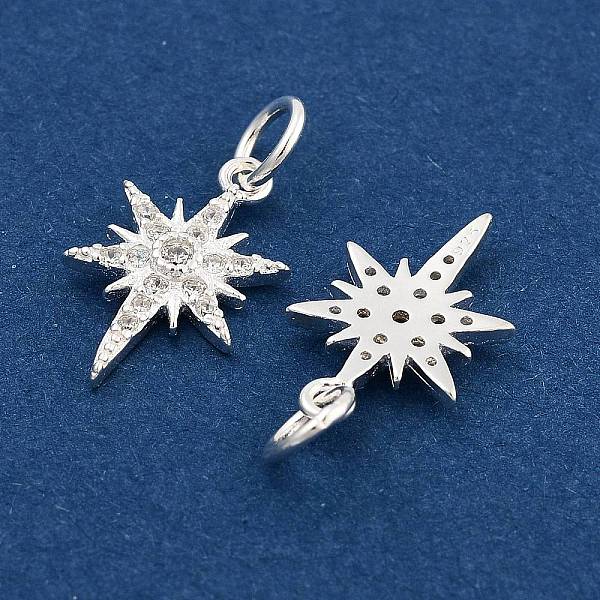 925 Sterling Silber Micro Pave Klare Zirkonia Stern Charms Mit Biegeringen