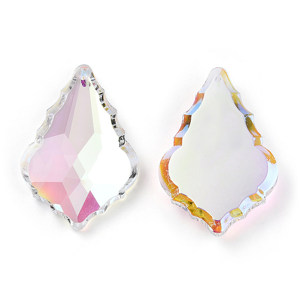 

PandaHall Electroplated Glass Big Pendants, AB Color Plated, Faceted, Fan, Clear AB, 61x40x12.5mm, Hole: 1.6mm Glass Fan White