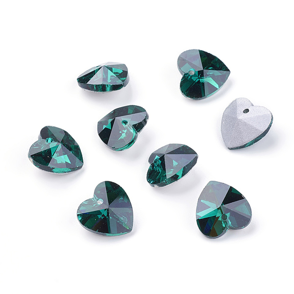 

PandaHall Handmade Glass Pendants, Faceted, Heart, Dark Cyan, Silver Color Plated Backing, 8mm thick, hole: 1mm Glass Heart Cyan