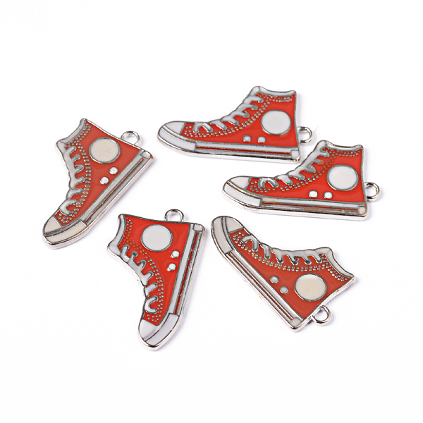 

PandaHall Alloy Enamel Pendants, Lead Free and Cadmium Free, Shoes, Platinum Metal Color, Red, 30x17x2mm, Hole: 1.5mm Alloy+Enamel Shoes Red