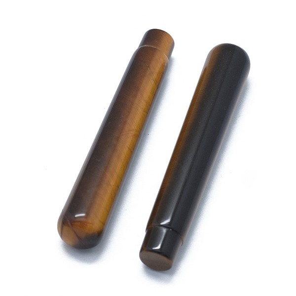 

PandaHall Natural Tiger Eye Beads, No Hole/Undrilled, For Wire Wrapped Pendant Making, Column, 71.5x12~12.5mm Tiger Eye Column