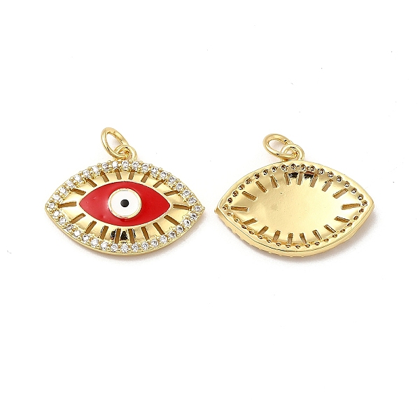 

PandaHall Brass Micro Pave Cubic Zirconia Pendants, with Enamel & Jump Ring, Evil Eye Charm, Golden, Red, 16x21x3mm, Hole: 3.3mm Brass+Cubic...