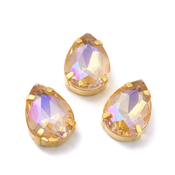 

PandaHall Moonlight Effect Teardrop Sew on Rhinestone, Multi-strand Links, with Golden Tone Brass Prong Settings, Garments Accessories..., Yellow