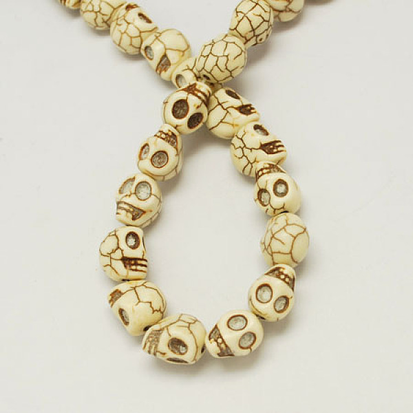 

PandaHall Gemstone Beads Strands, Synthetical Turquoise, Skull, for Halloween, White, 18x14x17mm, Hole: 1.5mm, about 18pcs/strand Synthetic...