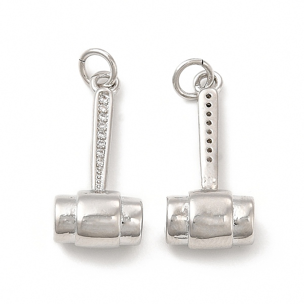 

PandaHall Rack Plating Brass Micro Pave Cubic Zirconia Tool Pendants, Cadmium Free & Lead Free, Hammer Charm, with Jump Ring, Real Platinum..., Clear