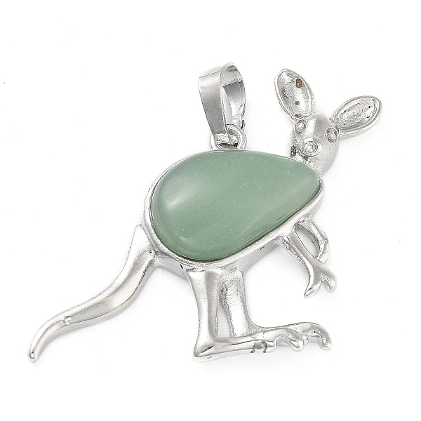 

PandaHall Natural Green Aventurine Pendants, with Platinum Tone Brass Findings, Kangaroo, 34x48x6.5~7mm, Hole: 5.5x7mm Green Aventurine...