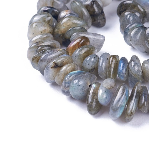 PandaHall Natural Labradorite Beads Strands, Chips, 4~12x3~8x1~6mm, Hole: 1mm, about 14.9 inch~16.1 inch(38~41cm) Labradorite Chip