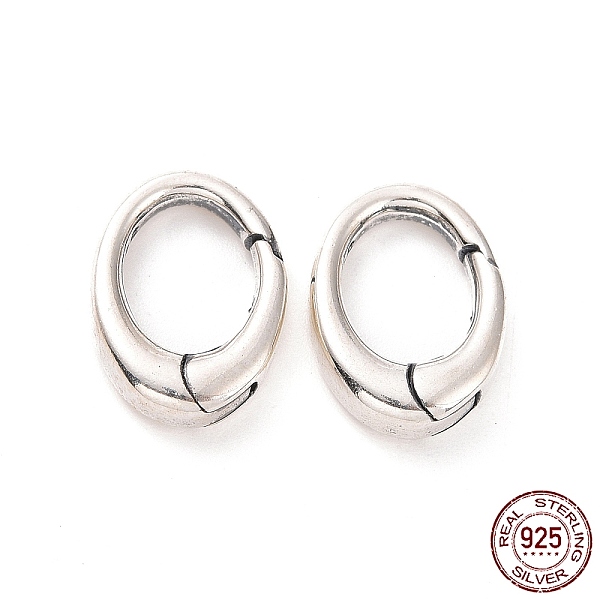

PandaHall 925 Sterling Silver Spring Gate Rings, Oval, Antique Silver, 12.5x9.5x3mm, Inner Diameter: 8x6mm Sterling Silver