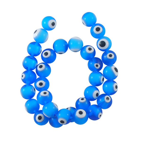 

PandaHall Handmade Italianate Lampwork Beads Strands, Evil Eye Style, Round, Sky Blue, about 12mm in diameter, hole: 2mm, about 31pcs/strand...