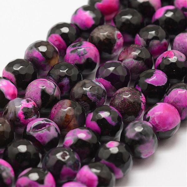 

PandaHall Faceted Natural Fire Crackle Agate Beads Strands, Round, Dyed & Heated, Mauve, 10mm, Hole: 1.5mm, about 38pcs/strand, 14 inch..., Purple