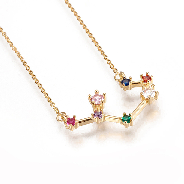 

PandaHall 304 Stainless Steel Pendant Necklaces, with Brass Cubic Zirconia Pendants, Twelve Constellations, Sagittarius, 17.79 inch~18.3...