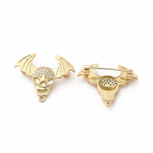 

PandaHall Clear Cubic Zirconia Skull with Wing Brooch Pin, Brass Badge for Backpack Clothes, Real 18K Gold Plated, 28x22.5x8mm, Hole: 1.2mm...