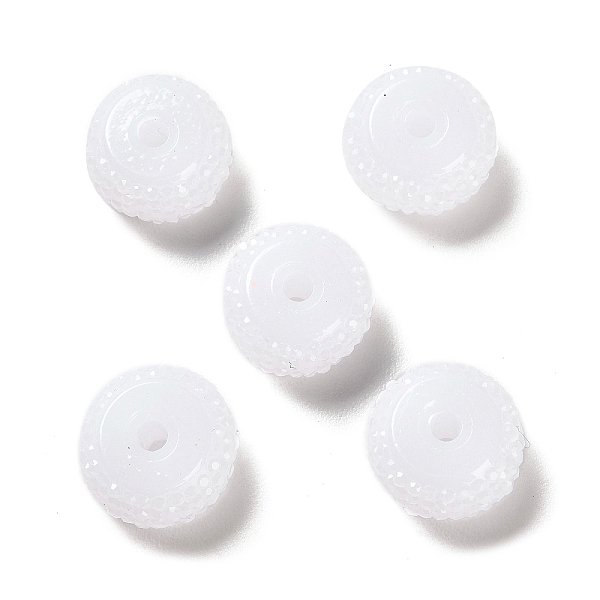 

PandaHall Opaque Resin Beads, Textured Rondelle, White, 12x7mm, Hole: 2.5mm Resin Rondelle White