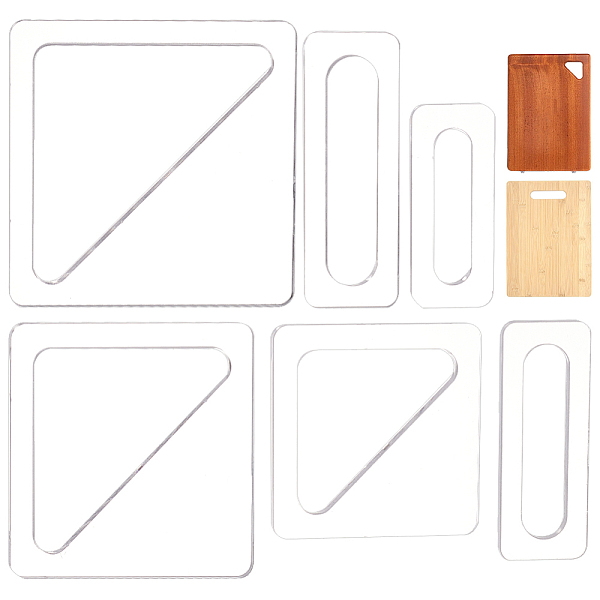 

PandaHall BENECREAT 2 Sets 6 Size Acrylic Charcuterie Board Handle Template, Clear Triangular Elliptical Cut Tracing Stencils for...