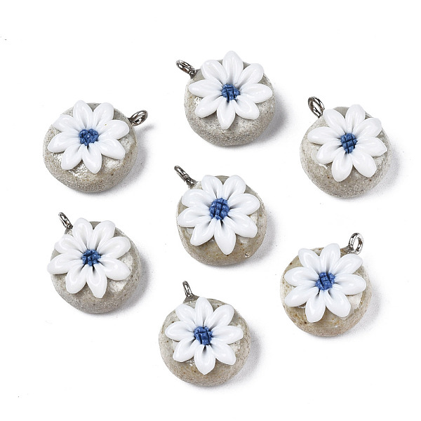 

PandaHall Handmade Porcelain Pendants, with Iron Findings, Famille Rose Style, Flat Round with Flower, Royal Blue, 20~22x16~17x10~11mm, Hole...