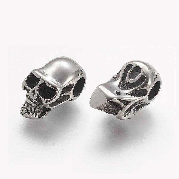 

PandaHall 304 Stainless Steel European Beads, Skull, Large Hole Beads, Antique Silver, 21x10.5x11.5mm, Hole: 5mm 304 Stainless Steel Skull